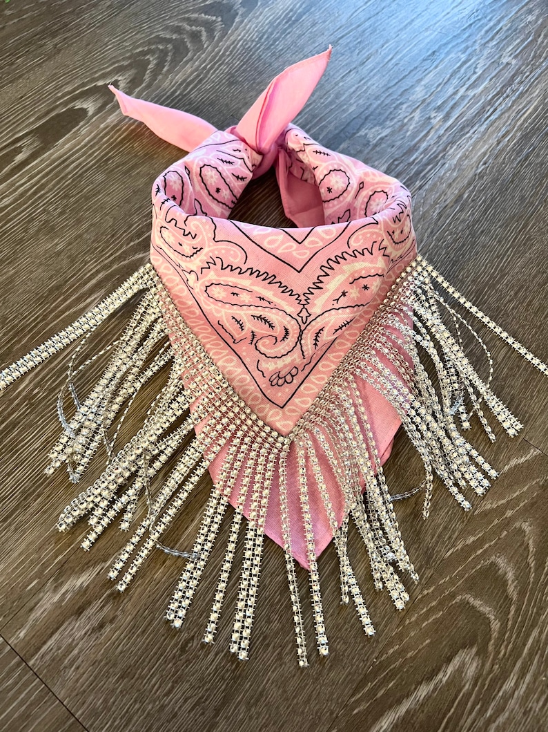 Rhinestone Fringe Bandana/ Bachelorette Party / Bridesmaid Etsy