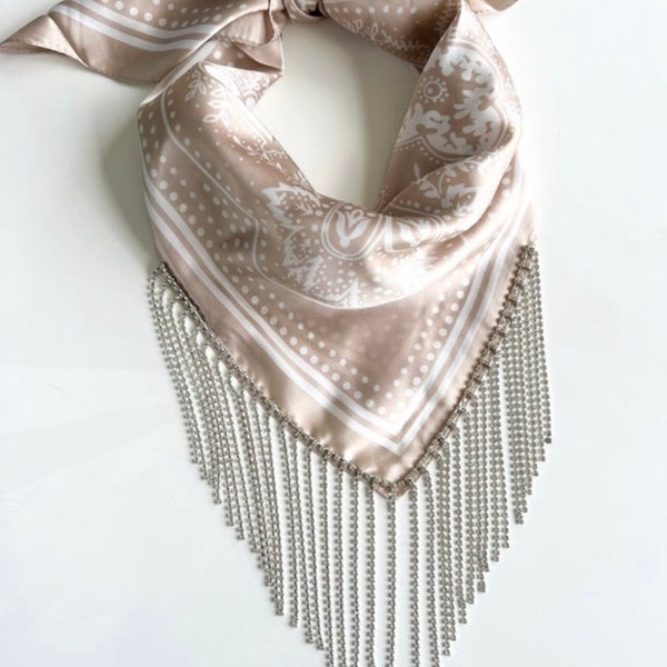 Silk Bandana with Rhinestone Fringe | Western Bling | Nash Bash