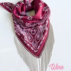 Silk Bandana with Rhinestone Fringe image 4