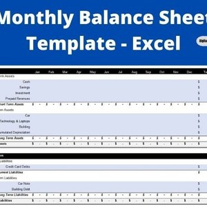 Monthly Balance Sheet Template Excel CPA and US GAAP Etsy