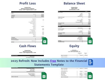 Excel Financial Statement Template: US GAAP, Profit Loss, Balance Sheet