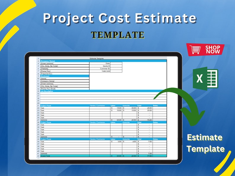 Project Cost Estimate Template - Etsy