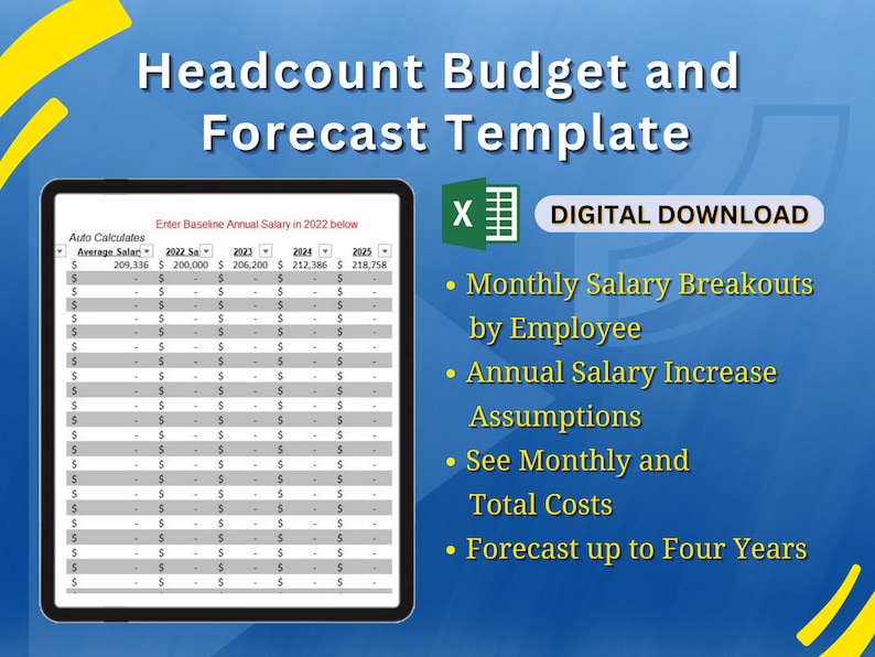 Headcount Budget and Forecast Template Etsy