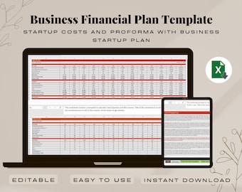 Business Financial Plan Template: Excel, SBA Loan, Startup (Digital Download)