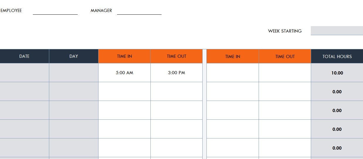 Weekly Timesheet Template - Etsy