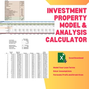 Investment Property Analysis Calculator: Excel Template (Digital Download)