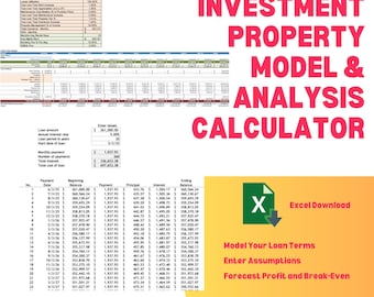 Investment Property Analysis Calculator: Excel Template (Digital Download)