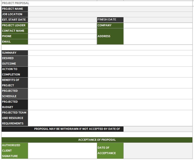 Project Proposal Template Excel Define Your Scope Easily Etsy Project Proposal Template Excel Define Your Scope Easily Etsy