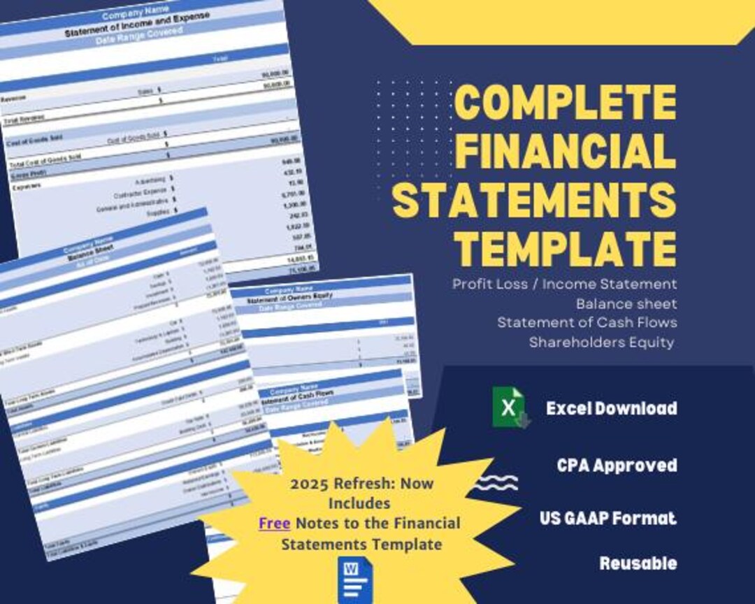 US GAAP Financial Statement Template 2025: the Only Year End Ready ...