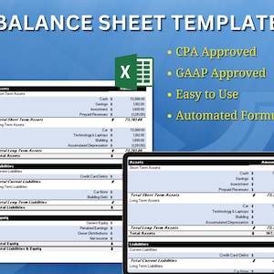 Plantilla de balance general - Excel - Creado por CPA, aprobado por los PCGA de EE. UU.