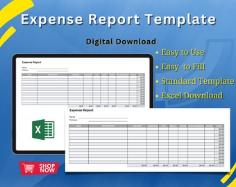 Expense Report Template excel Editable Printable Etsy