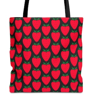 Strawberry Tote Bag For Her Beautiful Gift For Purse Or Groceries Lovely Strawberry Decorations 3 Sizes