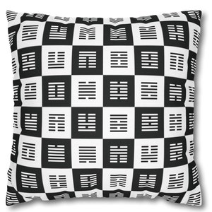 Checkered Pillow Case Cover Spun Polyester Square Pillowcase I-Ching Feng Shui Zen Tao Yin Yang Home Decor For Throw Pillow