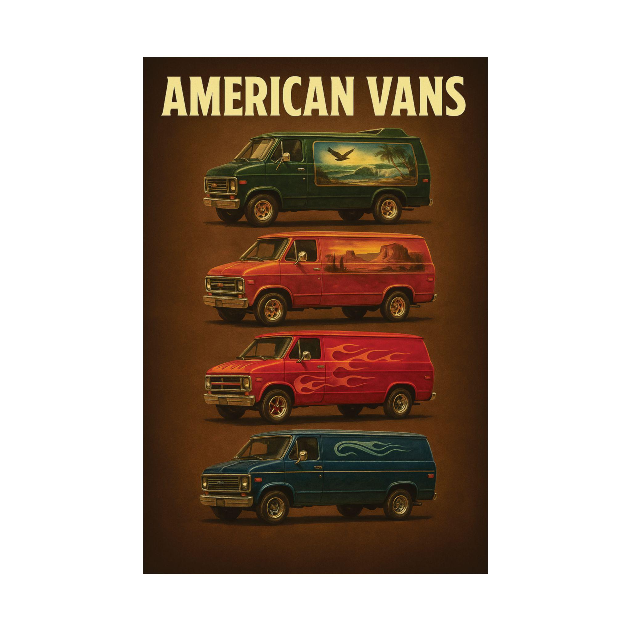 Retro 70s-80s Custom Van Poster: Ford, Chevy, Dodge, GMC Wall Art 