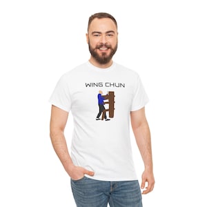 Wing Chun Kung Fu T-Shirt, Martial Arts Graphic Tee, Unisex Heavy Cotton Shirt, Wooden Dummy Practice, Wing Chun Gift, Wing Chun Apparel
