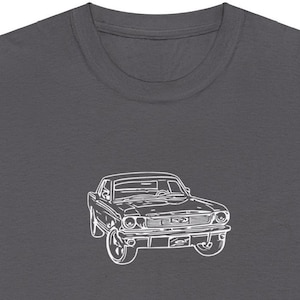 1966 Ford Mustang T-Shirt - Cool Sketch Tee - Classic Car Hot Rod Shirt Gift For Him Or Her