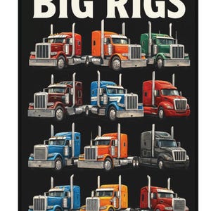 Big Rigs Poster | Iconic Semi Truck Wall Art Featuring Peterbilt, Kenworth, Mack & Freightliner