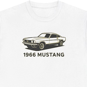 1966 Ford Mustang Shirt | Classic Muscle Car Line Art T-Shirt for Car Lovers