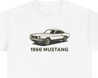 1966 Ford Mustang Shirt | Classic Muscle Car Line Art T-Shirt for Car Lovers