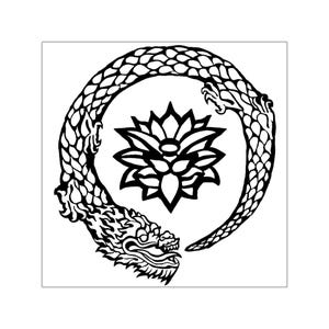 Pegatinas de vinilo cuadradas con diseño de dragón Ouroboros Lotus, juego de calcomanías impermeables, paquete de calcomanías para interiores y exteriores, resistentes a los rayones por rayos UV, 5 tamaños disponibles