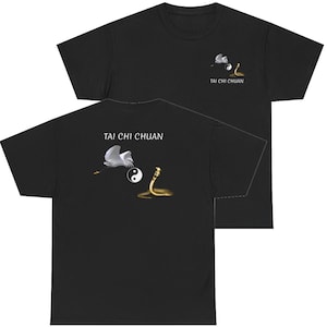 Camiseta Kung Fu Tai Chi, Cobra e Garça, Camiseta de Artes Marciais, Camiseta de Algodão com Gola Redonda para Roupas Tai Chi