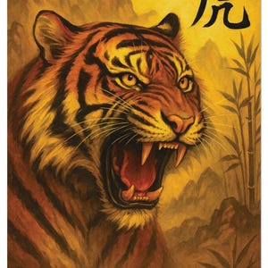 Shaolin Tiger Poster | Martial Arts Wall Art | Kung Fu Five Animals Collection