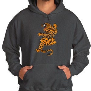 Tiger Graphic Hoodie, Tiger Sweatshirt, Animal Lover Gift, Cozy Hooded Jumper, Wildlife Hoodie, Jungle Theme Pullover