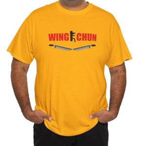 Wing Chun T-Shirt Kung Fu Knives Dummy Cool Martial Arts Graphic Tees Gift Shirts For Him or Her Summer Workout Top