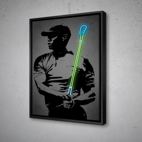 Golf Art Canvas Tiger Etsy