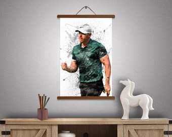 Paint Splash Sports Art Banner Kids Wall Decor Golf Fan Man Cave Gift for Him Her Canvas Brooks Koepka Poster