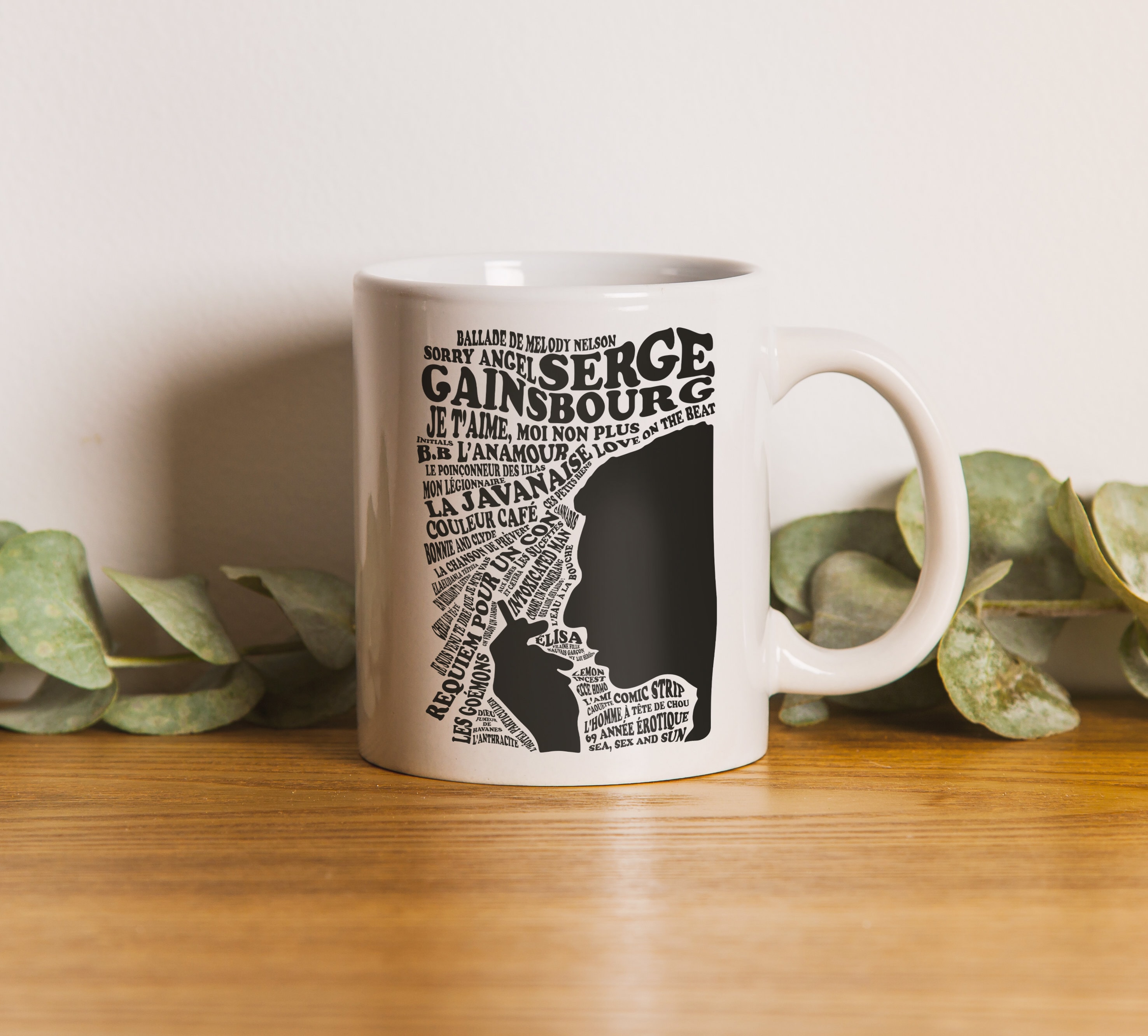 Mug Céramique - Serge Gainsbourg Discographie Gainsbarre La Javanaise L Anamour Birkin -Vintage