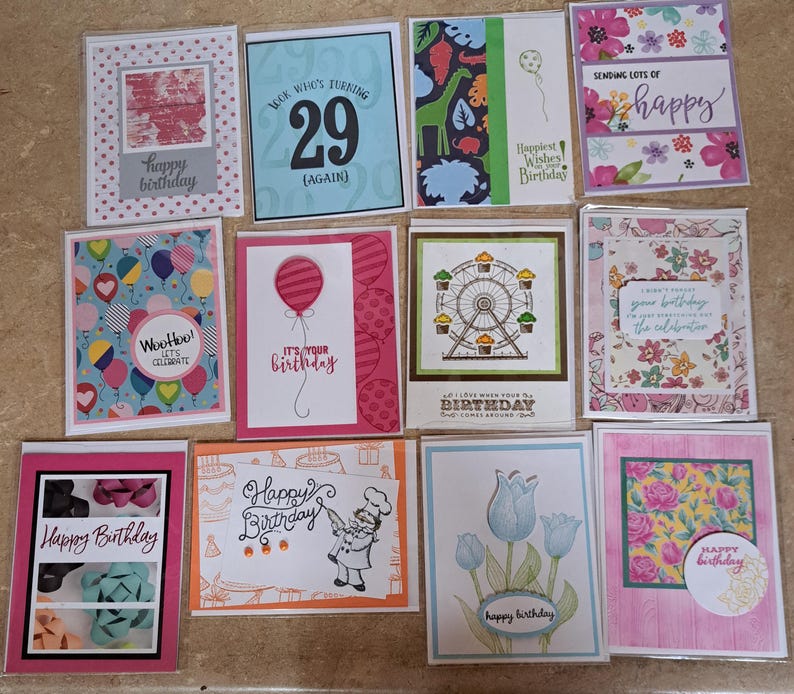 Handmade Birthday Card Pack – Assorted Festive Designs - Etsy