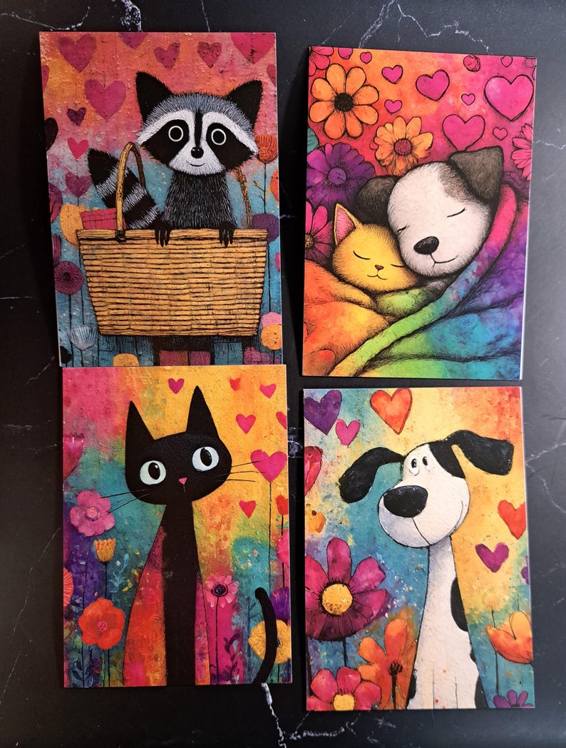 Handmade Whimsical Note Card Set – Patterned Blank Cards With Envelopes ...