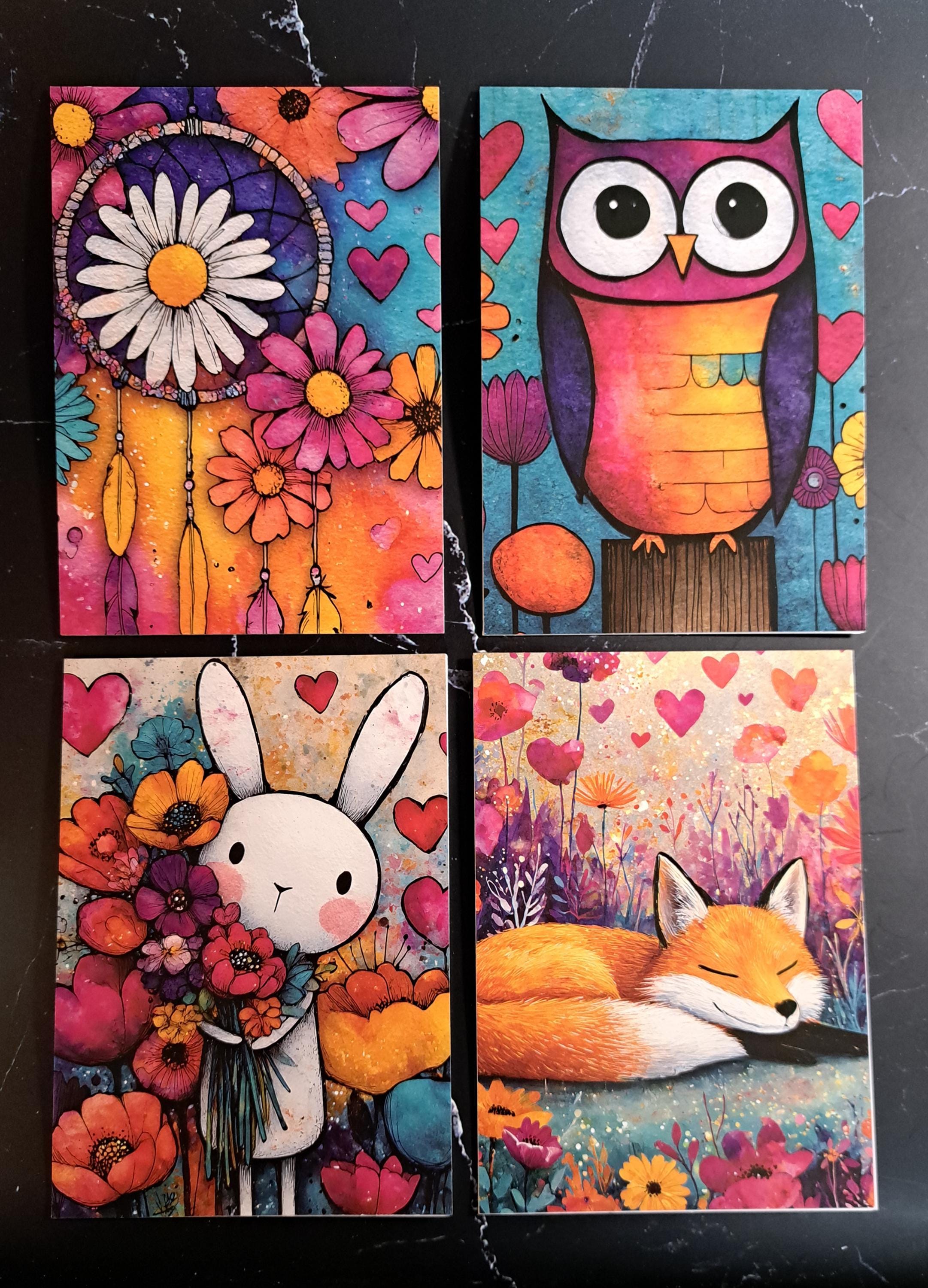 Handmade Whimsical Note Card Set – Patterned Blank Cards With Envelopes ...
