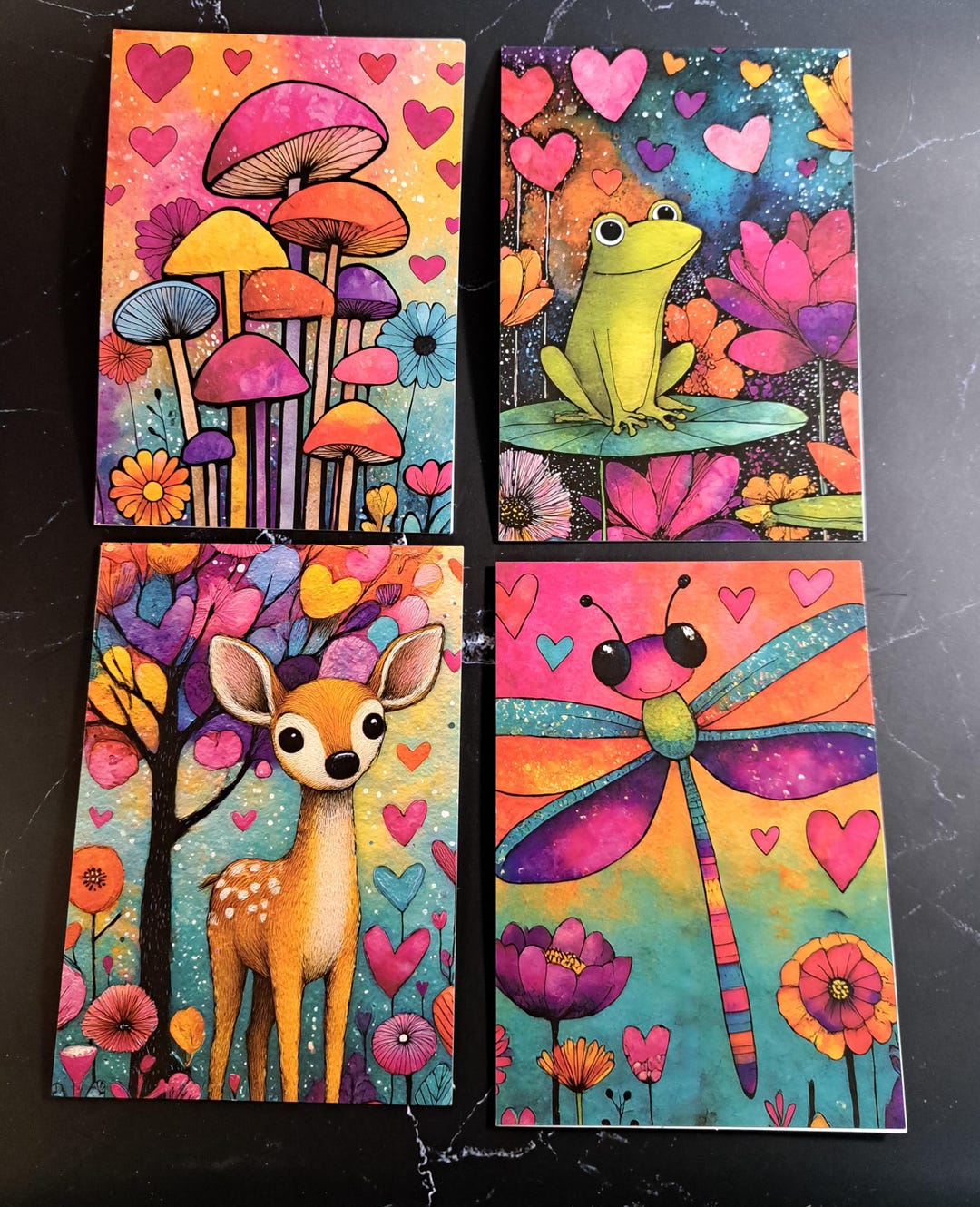 Handmade Whimsical Note Card Set – Patterned Blank Cards With Envelopes ...