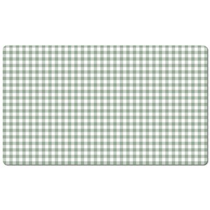 Pode incluir: Um padr&atilde;o vichy verde e branco. O padr&atilde;o &eacute; composto por pequenos quadrados.