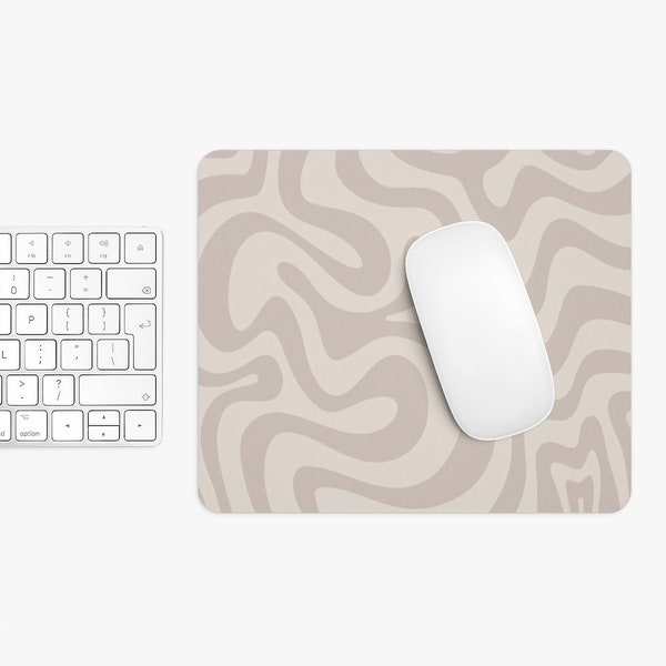 Beige Swirl Mouse Mat Y2K Aesthetic Office Gift Cute Mouse Pad For Neutral Office Decor Y2K Desk Accessories Cute Swirly Mousepad