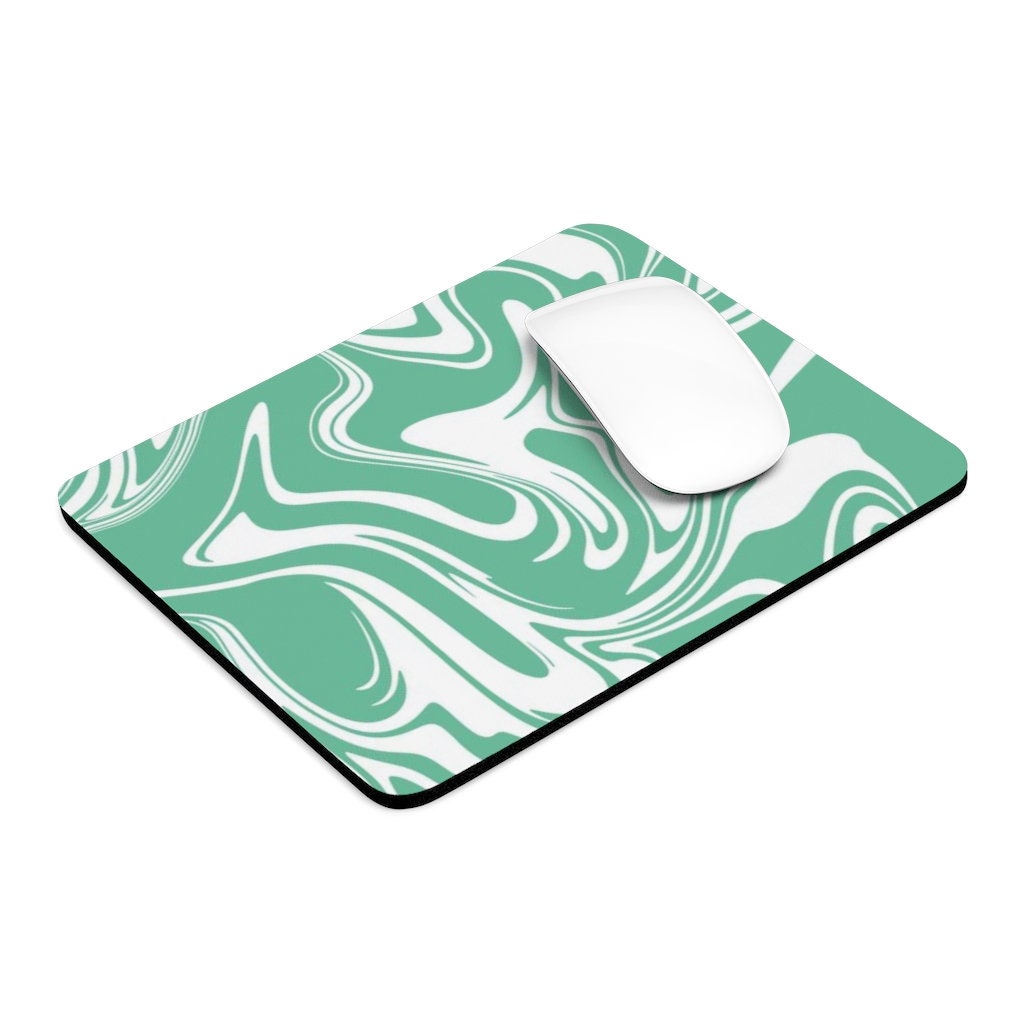 Tapis de souris vert, tapis de souris mignon pour décor de bureau à  domicile Y2K, accessoires de bureau Y2K, tapis de souris dimpression  tourbillonnante vert et blanc -  France