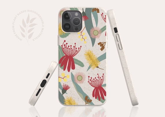 Biodegradable Phone Case Australian Natives iPhone 14 Case Eco Friendly iPhone Case Plant Phone Case for S23 S22 Bio Case for iPhone 13 12