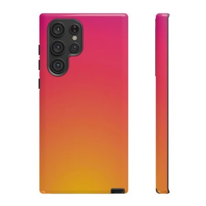 Yellow and Pink Gradient Phone Case for iPhone 14 Pro Max, iPhone 15 Pro Case, Sunset Aura Gradient Pixel Tough Case, Galaxy S25 Case image 8