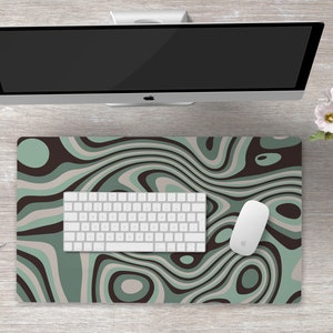 Sage Green Desk Mat Trippy Aesthetic Desk Accessories Keyboard Mat Glitch Aesthetic Desk Mat Large Desk Pad Large Mouse Pad Green Desk Decor
