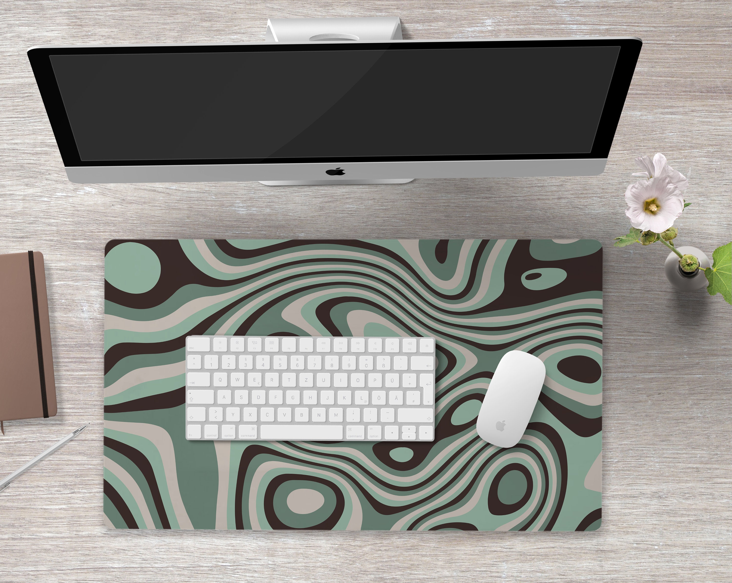 Sage Green Desk Mat Trippy Aesthetic Desk Accessories Keyboard Etsy
