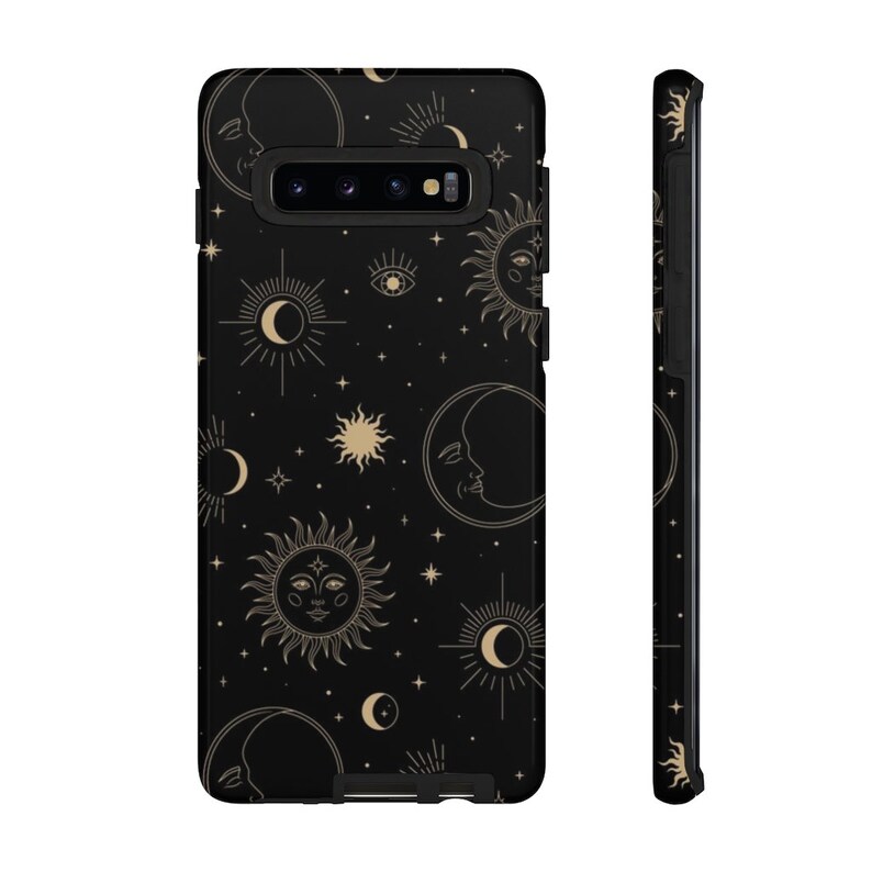 Celestial iPhone Case Black Phone Case iPhone 17 Pro Max Case iPhone 16 Pro Tough Case Sun Moon and Stars iPhone Air S25 S26 Pixel 9 Case image 10