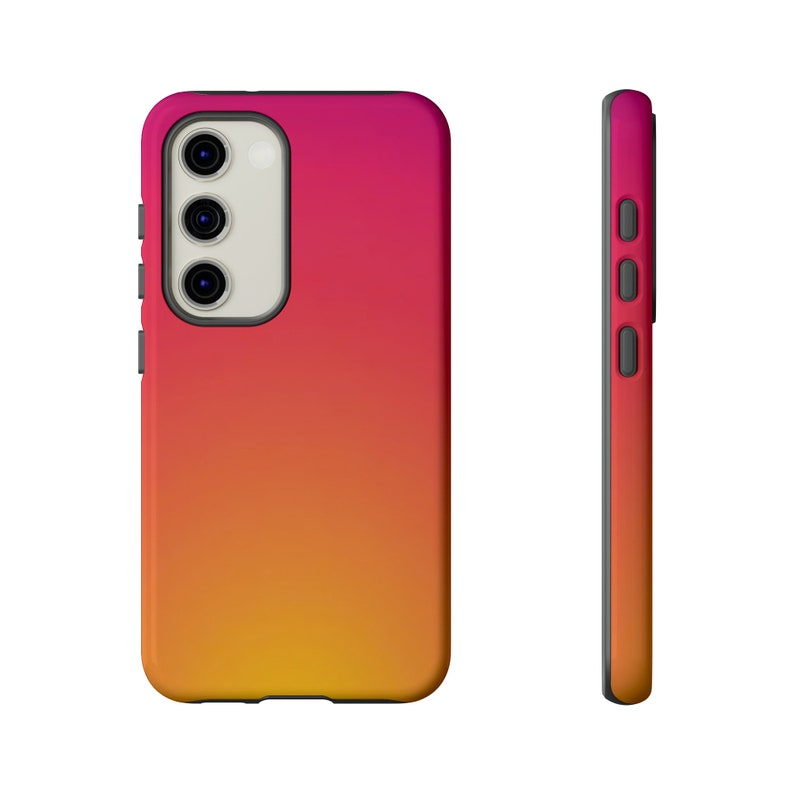 Yellow and Pink Gradient Phone Case for iPhone 14 Pro Max, iPhone 15 Pro Case, Sunset Aura Gradient Pixel Tough Case, Galaxy S25 Case image 7