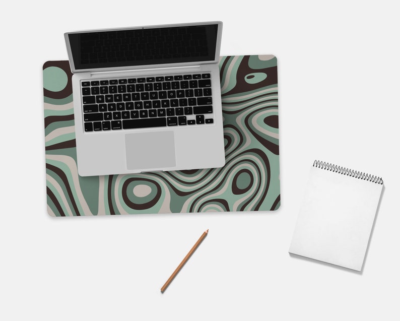 Sage Green Desk Mat Trippy Aesthetic Desk Accessories Keyboard Etsy