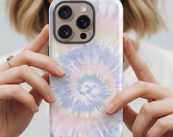 Pastel Tie Dye Phone Case, Boho Tough Case for iPhone 16 15 14 13 12 Pro Max, iPhone 11 Max XS Xr 12 8 Plus Galaxy S24 S22 S23 Ultra Case