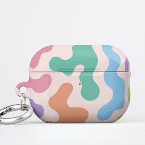 Cute AirPods Case, Colorful Aesthetic AirPod Pro Case Rainbow AirPods Pro 2 Case Curvy Shapes Art AirPods Cover