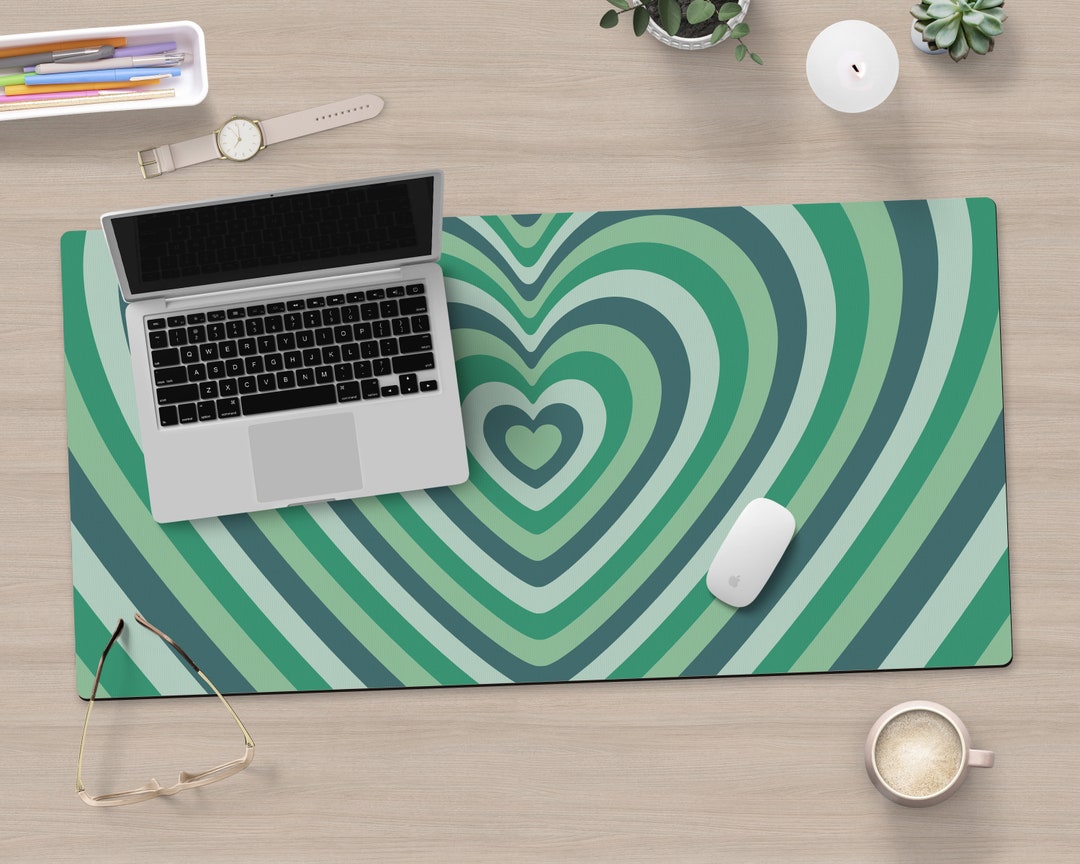 Tapis de souris vert, tapis de souris mignon pour décor de bureau à  domicile Y2K, accessoires de bureau Y2K, tapis de souris dimpression  tourbillonnante vert et blanc -  France