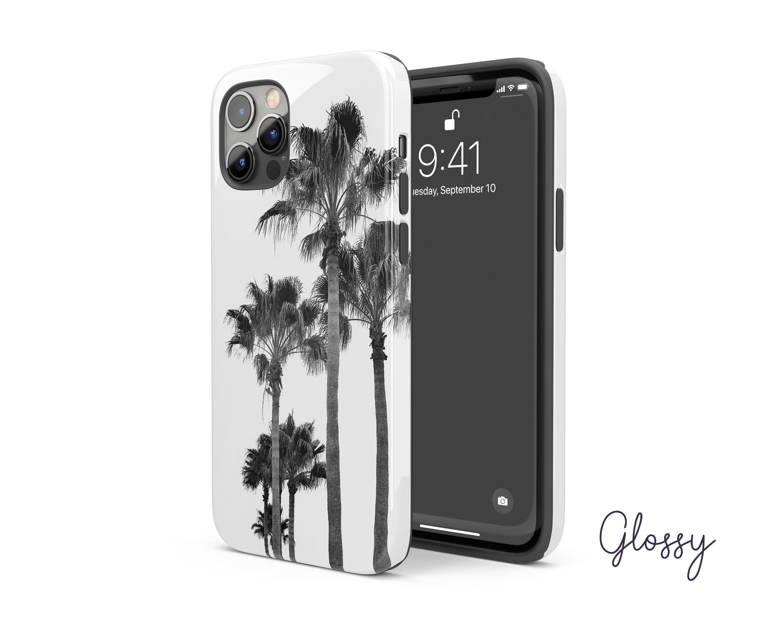 Palm Tree Phone Case Palm Print Tough Phone Case Black and Etsy