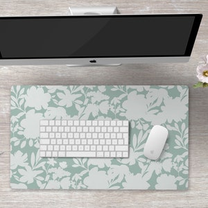 Floral Green Desk Mat Minimalist Aesthetic Desk Decor Keyboard Mat Abstract Desk Mat Pretty Gaming Mouse Pad Large Mouse Pad In Sage Green